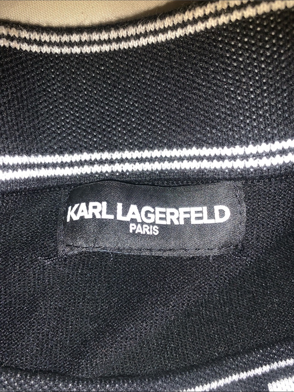 Karl Lagerfeld Black Sweater with White Logo Neck - Picture 3 of 3